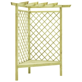 Pérgola esquina y asiento madera pino impregnada 130x130x197 cm