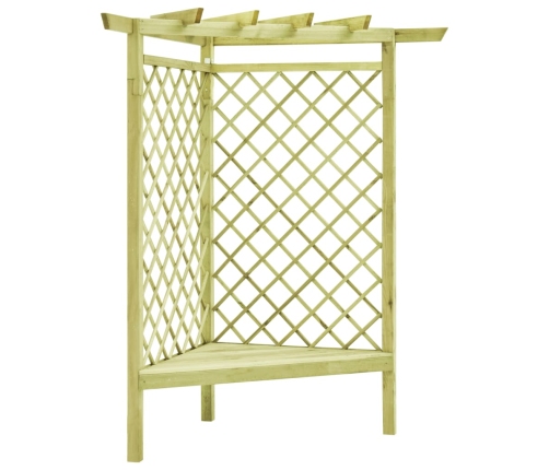 Pérgola esquina y asiento madera pino impregnada 130x130x197 cm