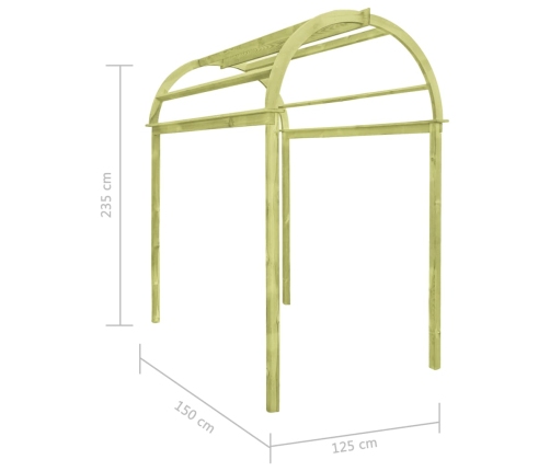 Arco enrejado de madera de pino impregnada 125x150x235 cm