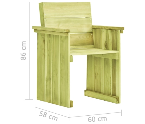 Silla de jardín de madera de pino impregnada