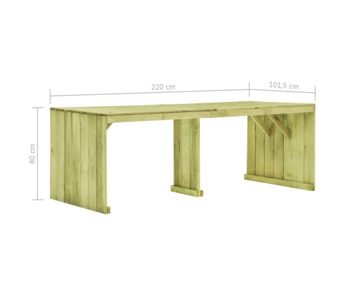 Mesa de jardín madera de pino impregnada 220x101,5x80 cm