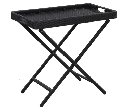 Mesa plegable de ratán sintético negro 80x45x75 cm