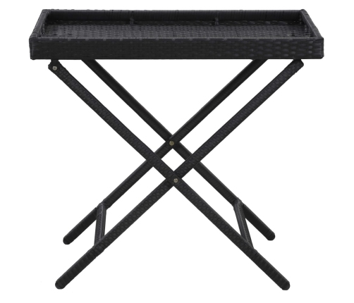 Mesa plegable de ratán sintético negro 80x45x75 cm