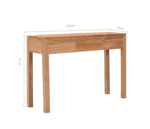 Mesa consola de madera maciza de teca 110x35x75 cm