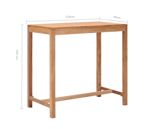 Mesa alta de jardín madera maciza de teca 110x60x105 cm