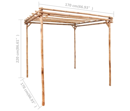 Pérgola de bambú 170x170x220 cm