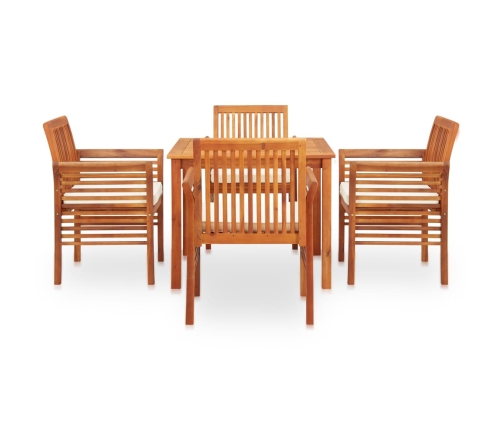 Set comedor de jardín 5 pzas y cojines madera maciza de acacia