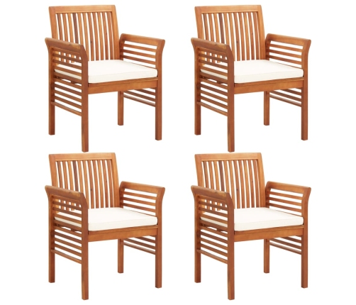 Set comedor de jardín 5 pzas y cojines madera maciza de acacia