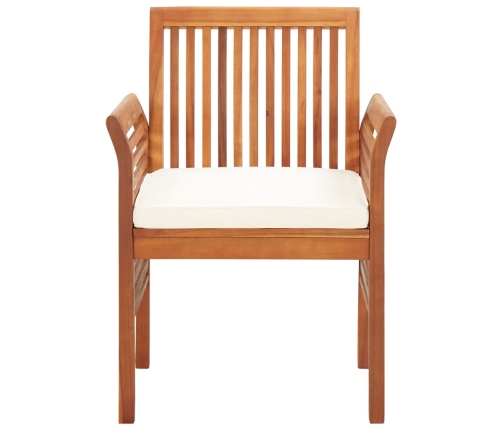 Set comedor de jardín 5 pzas y cojines madera maciza de acacia