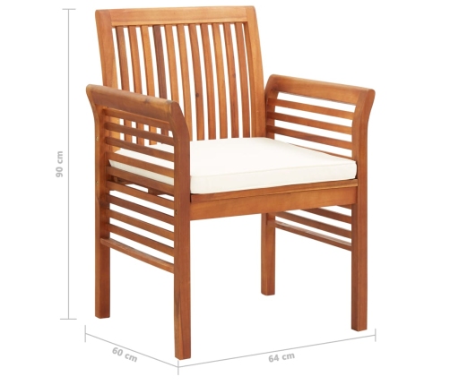 Set comedor de jardín 5 pzas y cojines madera maciza de acacia