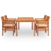 Set comedor de jardín 5 pzas y cojines madera maciza de acacia