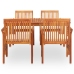 Set comedor de jardín 5 pzas y cojines madera maciza de acacia