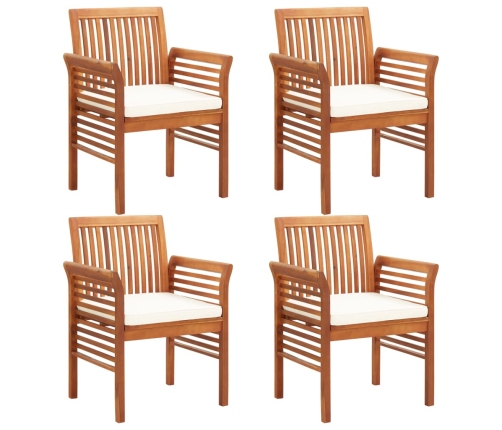 Set comedor de jardín 5 pzas y cojines madera maciza de acacia