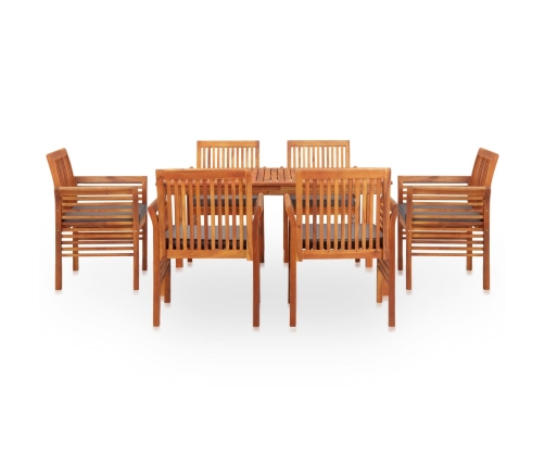 Set comedor de jardín 7 pzas y cojines madera maciza de acacia