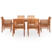 Set comedor de jardín 7 pzas y cojines madera maciza de acacia