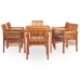 Set comedor de jardín 7 pzas y cojines madera maciza de acacia