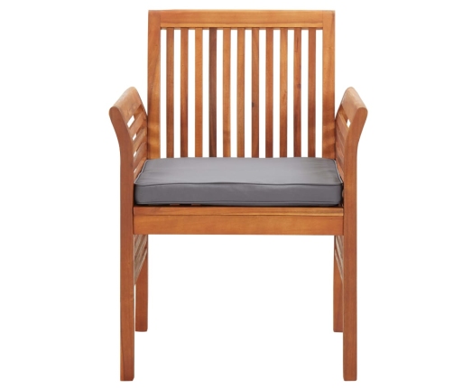 Set comedor de jardín 7 pzas y cojines madera maciza de acacia