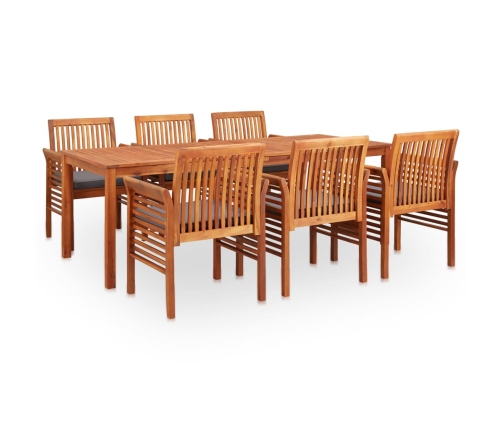 Set comedor de jardín 7 pzas y cojines madera maciza de acacia