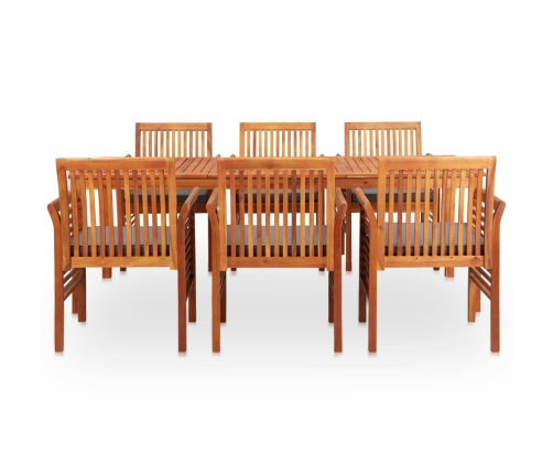 Set comedor de jardín 7 pzas y cojines madera maciza de acacia