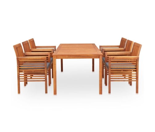 Set comedor de jardín 7 pzas y cojines madera maciza de acacia