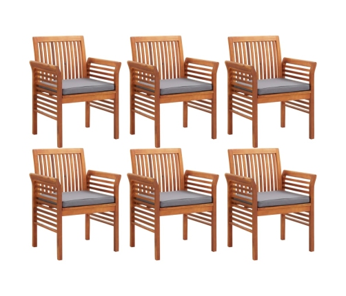 Set comedor de jardín 7 pzas y cojines madera maciza de acacia