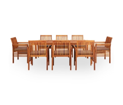 Set comedor de jardín 9 pzas y cojines madera maciza de acacia