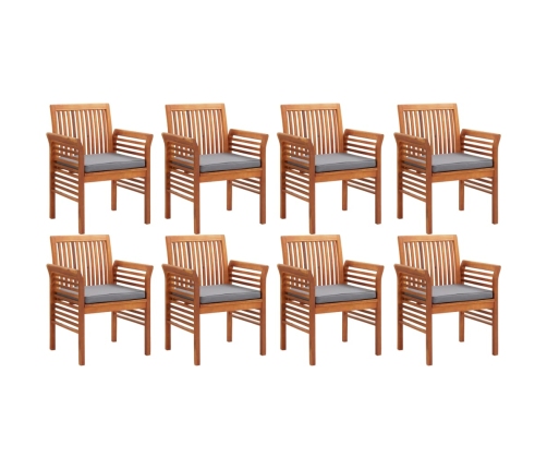 Set comedor de jardín 9 pzas y cojines madera maciza de acacia