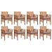 Set comedor de jardín 9 pzas y cojines madera maciza de acacia