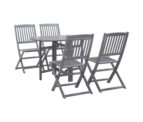 Juego de comedor de jardín 5 pzas madera maciza de acacia gris