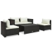 Set muebles de jardín 6 piezas y cojines ratán sintético marrón