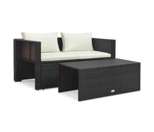 Set muebles de jardín 6 piezas y cojines ratán sintético marrón