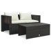 Set muebles de jardín 6 piezas y cojines ratán sintético marrón