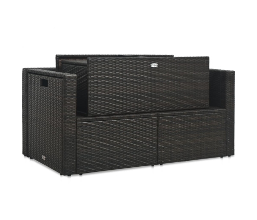 Set muebles de jardín 6 piezas y cojines ratán sintético marrón