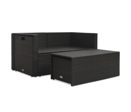 Set muebles de jardín 6 piezas y cojines ratán sintético marrón