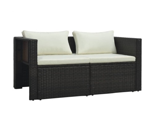 Set muebles de jardín 6 piezas y cojines ratán sintético marrón