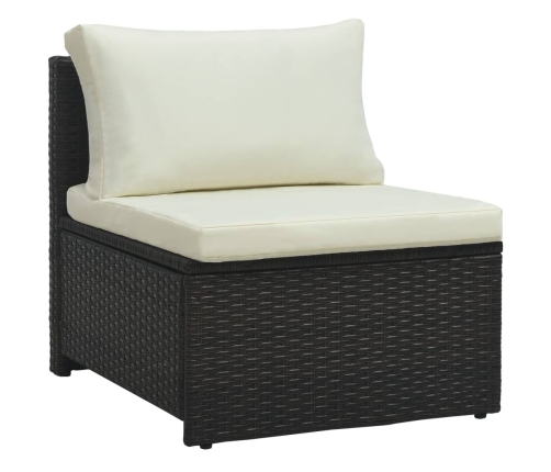Set muebles de jardín 6 piezas y cojines ratán sintético marrón