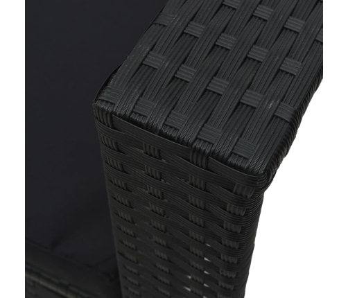 Set muebles de jardín 6 piezas y cojines ratán sintético negro