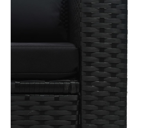 Set muebles de jardín 6 piezas y cojines ratán sintético negro
