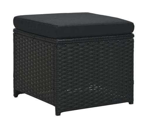 Set muebles de jardín 6 piezas y cojines ratán sintético negro