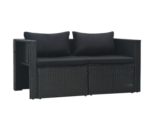 Set muebles de jardín 6 piezas y cojines ratán sintético negro