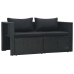 Set muebles de jardín 6 piezas y cojines ratán sintético negro