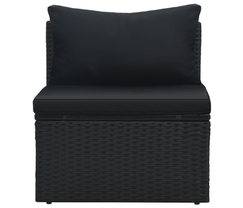 Set muebles de jardín 6 piezas y cojines ratán sintético negro