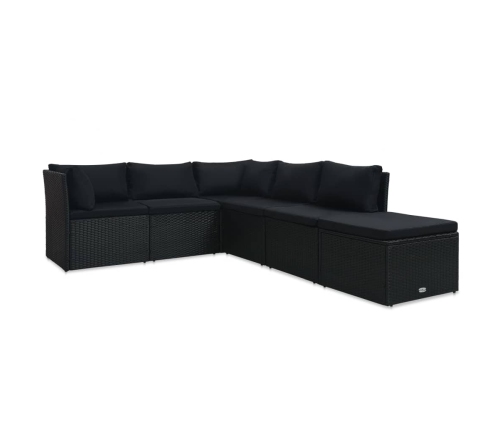 Set de muebles de jardín 4 pzas y cojines ratán sintético negro