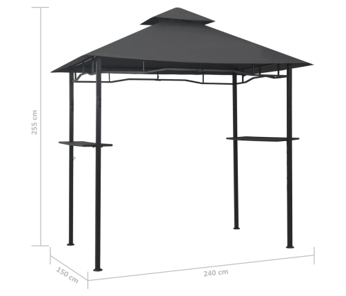 Cenador de BBQ acero antracita 240x150x255 cm