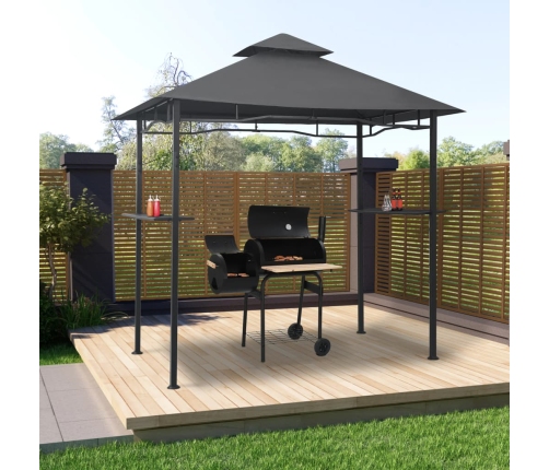 Cenador de BBQ acero antracita 240x150x255 cm