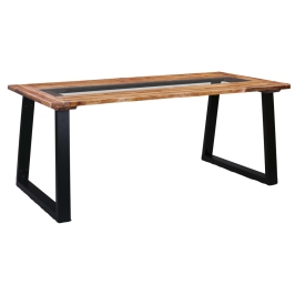 Mesa de comedor de madera maciza de acacia y vidrio 180x90x75cm