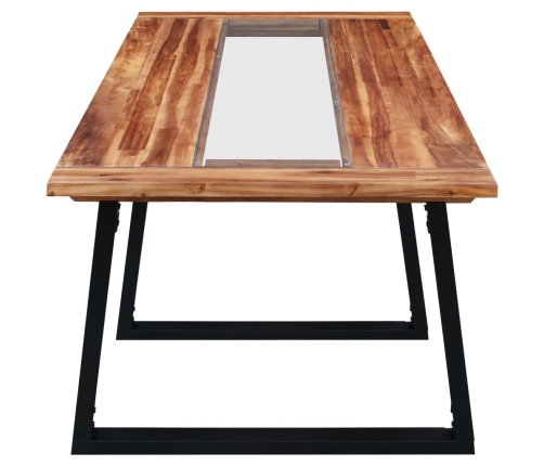 vidaXL Mesa de comedor de madera maciza de acacia y vidrio 180x90x75cm