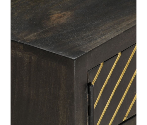 Mesa de centro madera maciza de mango negro y dorado 90x50x35cm