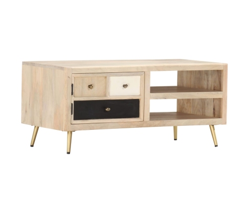 Mesa de centro de madera maciza de mango 90x45x40cm