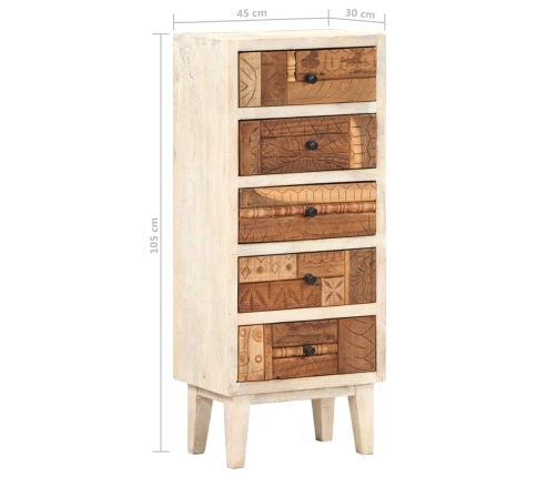 Cajonera de madera maciza reciclada 45x30x105 cm